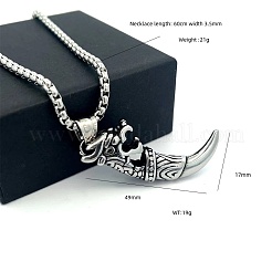 Vintage 304 Stainless Steel Wolf Tooth Shaped Pendant Necklaces for Men&nbsp;CG2118