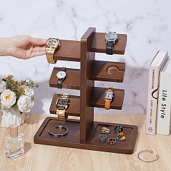 Wood Watch Organizer Display Tower Stands with Tray&nbsp;ODIS-WH0078-60