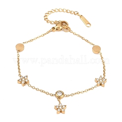 304 Stainless Steel Rhinestone Charm Bracelets&nbsp;BJEW-B171-16G
