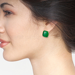 8 Pairs 8 Colors Alloy Enamel Square Stud Earrings with 925 Sterling Silver Pins&nbsp;EJEW-AN0004-71