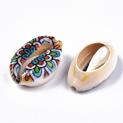 Printed Natural Cowrie Shell Beads&nbsp;SHEL-S266-19