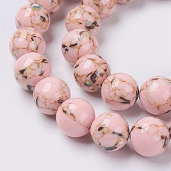 Sea Shell and Synthetic Turquoise Assembled Beads Strands&nbsp;G-G758-09-8mm