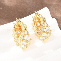 Brass Micro Pave Clear Cubic Zirconia Hoop Earrings&nbsp;EJEW-Z164-16G
