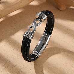 Braided Microfiber Leather Cord Bracelets for Men&nbsp;BJEW-Z081-07P-01