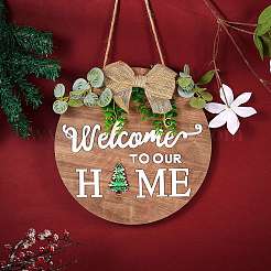 Natural MDF Board Door Hanging Decoration for Front Door Decoration&nbsp;HJEW-SZ0001-04