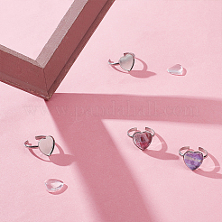 DIY Blank Heart Cuff Ring Making Kit&nbsp;FIND-UN0002-92