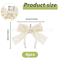 4Pcs Bowknot Polyester & ABS Plastic Imitation Pearl Shoe Charms&nbsp;AJEW-DC0001-97