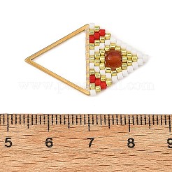 Natural Agate(Dyed & Heated) Faceted Round & Glass Seed Beaded Pendants&nbsp;PALLOY-MZ01405-02