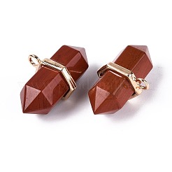 Natural Red Jasper Double Terminal Pointed Pendants&nbsp;G-N345-09C