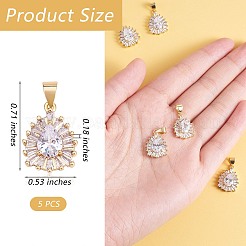 5Pcs Brass Clear Cubic Zirconia Pendants&nbsp;KK-SZ0001-96