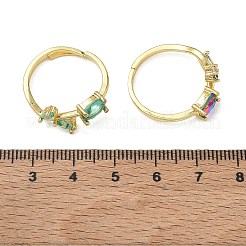 Flower Brass Glass Adjustable Finger Rings&nbsp;GL-CBA18A7-01G-A