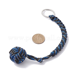 Polyester & Spandex Cord Ropes Braided Wood Ball Keychain&nbsp;KEYC-JKC00589-02