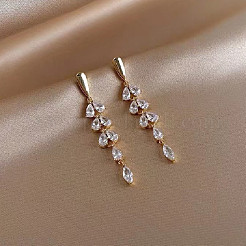 Leaf Alloy & Crystal Rhinestone Dangle Stud Earrings&nbsp;FS-WG032E1-01