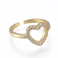Brass Micro Pave Clear Cubic Zirconia Cuff Rings&nbsp;RJEW-K232-07G