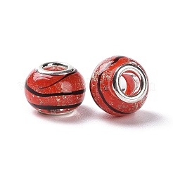 Handmade Lampwork Gold Sand Effect European Large Hole Rondelle Beads&nbsp;LPDL-M013-11