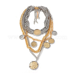 Zinc Alloy Disc Coin Pendant 4 Layer Necklaces for Women&nbsp;FS-WG7A646-01
