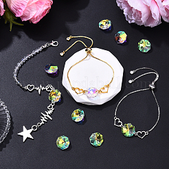 Electroplated Glass Connector Charms&nbsp;EGLA-YW0003-02