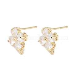 Brass Micro Pave Cubic Zirconia Stud Earring Findings&nbsp;KK-Z094-07G