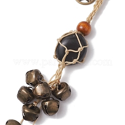 Braided Nylon Thread Pouch Natural Obsidian Pendant Decorations&nbsp;HJEW-JM02105
