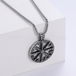 Viking Compass Punk Street Style 304 Stainless Steel Pendant Necklaces for Men&nbsp;JN8027