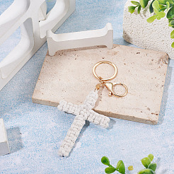Cotton Cord Cross Keychains&nbsp;AJEW-TAC0031-03C