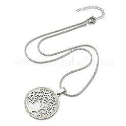 201 Stainless Steel Crystal Rhinestone Tree of Life Pendant Necklaces for Women&nbsp;NJEW-P327-03P