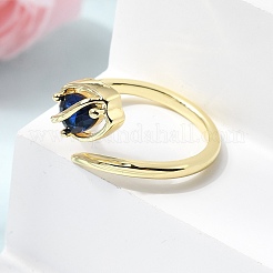 Brass Micro Pave Cubic Zirconia Cuff Open Rings for Women&nbsp;RJEW-L343-01G-05