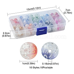 100Pcs 10 Colors Two Tone Spray Painted Crackle Acrylic Beads&nbsp;DIY-FS0006-73