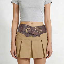 Retro Antique Bronze Alloy Rivets PU Leather Whide Waist Belts for Women&nbsp;AJEW-WH20098-075B