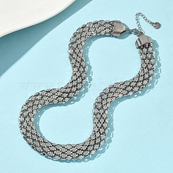 13.5MM 304 Stainless Steel Flower Mesh Chain Necklaces&nbsp;NJEW-D333-01P
