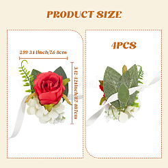 4Pcs Silk Imitation Rose Wrist Corsages&nbsp;AJEW-CP0008-46
