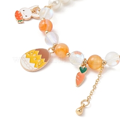 2Pcs 2 Style Easter Theme Glass & Shell Pearl Beaded Stretch Bracelets Set&nbsp;BJEW-TA00303-02