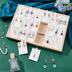 18 Grids Bamboo Pendant Display Trays with PU Imitation Leather Display Cards&nbsp;ODIS-WH0086-091B-02