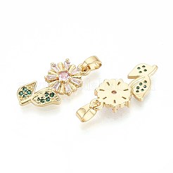 Brass Micro Pave Cubic Zirconia Pendants&nbsp;KK-T071-113G