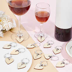 Wooden Heart Wine Glass Chaems&nbsp;AJEW-AB00182
