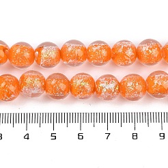 Handmade Gold Foil Lampwork Beads Strands&nbsp;LAMP-Q002-01F