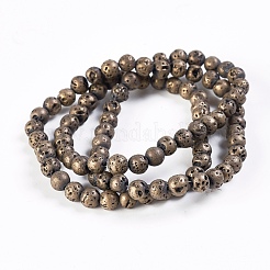 PVD Vacuum Plating Electroplated Natural Lava Rock Bead Strands&nbsp;G-P363-A06