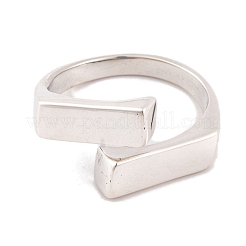 925 Sterling Silver Rectangle Cuff Open Rings for Women Men&nbsp;RJEW-P105-03S