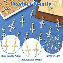 20Pcs 5 Style Alloy Rhinestone Pendant Decorations&nbsp;HJEW-YW00284