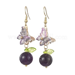 304 Stainless Steel & Natural Lapis Lazuli/Green Aventurine/Rose Quartz/Amethyst Dangle Earrings&nbsp;EJEW-JE07495