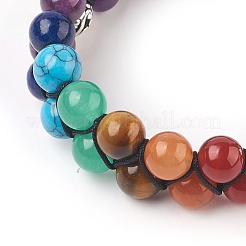 Chakra Natural Amethyst Braided Bead Bracelets&nbsp;BJEW-O164-A03
