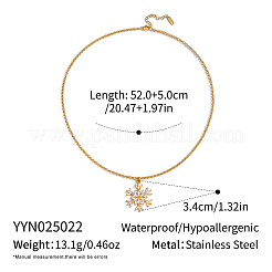 Minimalist 304 Stainless Steel Enamel White Snowflake Pendant Necklaces for Women&nbsp;NO8875