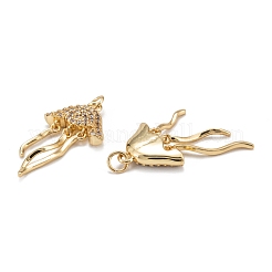Brass Micro Pave Clear Cubic Zirconia Pendants&nbsp;ZIRC-P086-26G