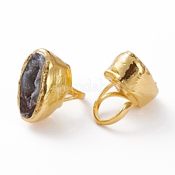 Adjustable Natural Druzy Agate Cuff Rings&nbsp;RJEW-L095-E01-G