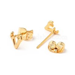 304 Stainless Steel Tiny Antlers Stud Earrings with 316 Stainless Steel Pins for Women&nbsp;EJEW-J043-08G