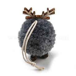 Christmas Themed Plush & Wood Deer Ball Pendant Decoration&nbsp;HJEW-E008-01C