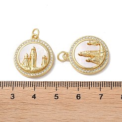 Brass Micro Pave Clear Cubic Zirconia Pendants&nbsp;KK-B083-20G-03