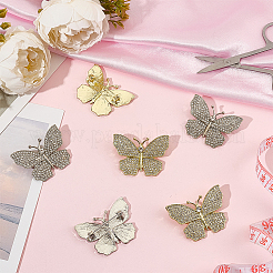 6Pcs 2 Colors Butterfly Alloy Rhinestone Lapel Pins for Backpack Clothes&nbsp;JEWB-OC0001-07