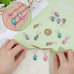 12Pcs 6 Styles Dog Alloy Enamel Pendant Locking Stitch Markers&nbsp;HJEW-NB00264