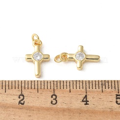 Brass Micro Pave Clear Cubic Zirconia Pendants&nbsp;KK-Q031-35G-02